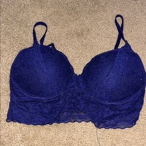 PINK Victoria's Secret Blue Lace Bra with Adjustable Straps